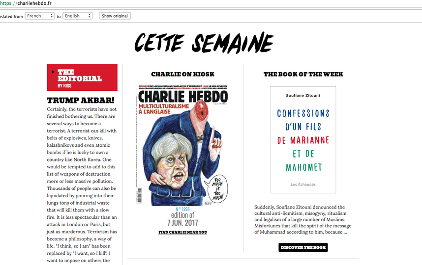 Charlie Hebdo посвятил обложку теракту в столице Англии