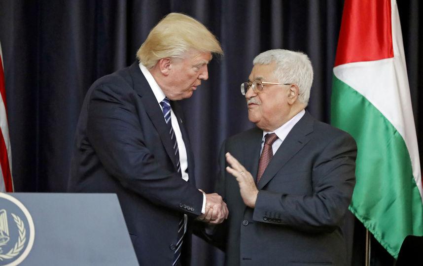 Президент США Дональд Трамп на встрече с палестинским лидером Махмудом Аббасом в Вифлееме. Фото AFP