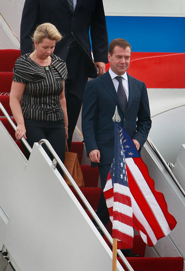 Светлана Медведева с Дмитрией Медведевым. Фото Getty