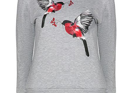 Толстовка с принтом "Снегири" Fashion Love Story. Толстовка с принтом "Снегири" Fashion Love Story.