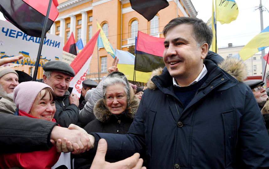 Михаил Саакашвили на демонстрации в центре Киева. Фото AFP