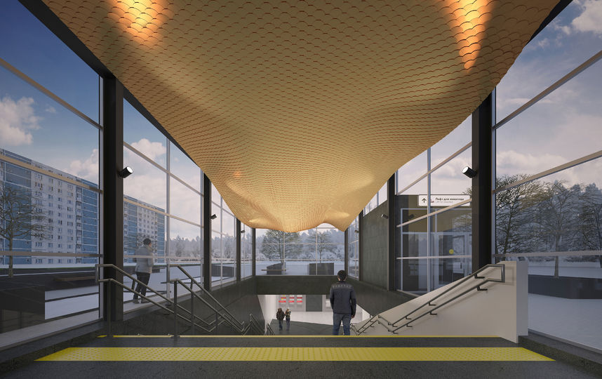 Потолок вестибюля станции "Нагатинский затон" будет сделан в виде рыбьей чешуи. Фото Предоставлено организаторами