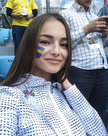 Болельщица матча Швеция – Швейцария. Фото Instagram/tatiana.marakhova