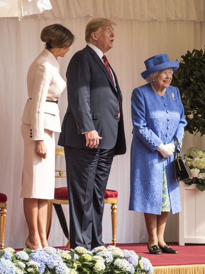 Елизавета II, Дональд и Мелания Трамп. Фото Getty