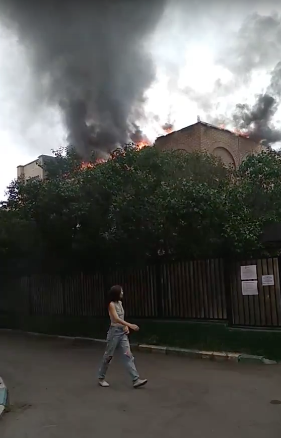 Пожар в Москве. Фото Скриншот видео TimeLord's Channel., Скриншот Youtube