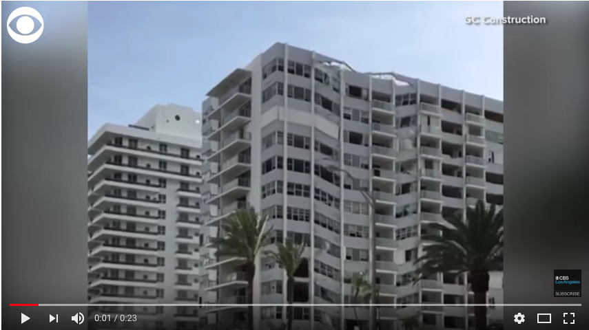 Фрагмент видео подрыва дома в Майами. Фото Скриншот Youtube