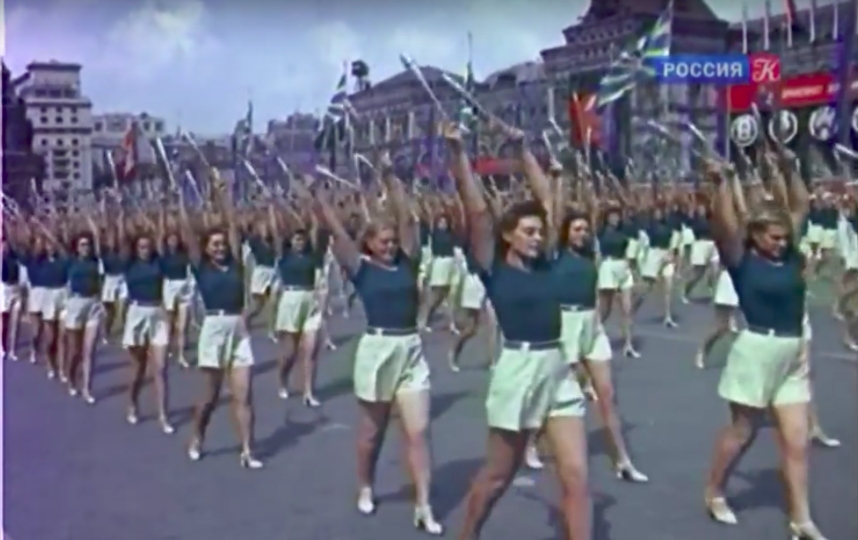 Первый послевоенный Всесоюзный парад физкультурников. Фото Скриншот YouTube