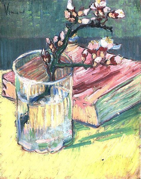 "Цветущая ветка миндаля в стакане и книга", Винсент Ван Гог, 1888. Фото wikipedia.org