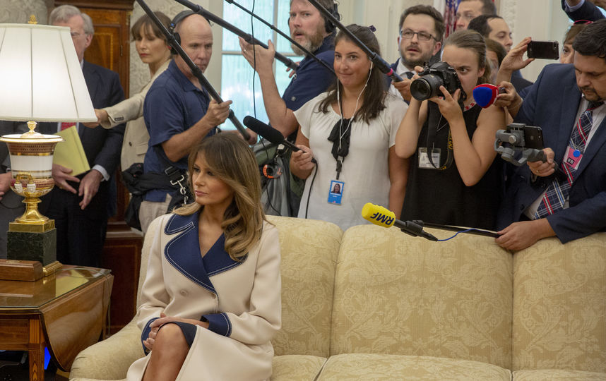 Мелания Трамп во время визита президента Польши. Фото Getty