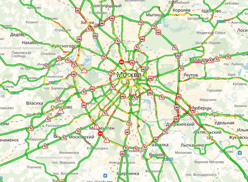 Карта пробки в москве и московской области