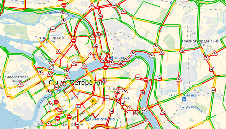 Карта пробки в санкт петербурге
