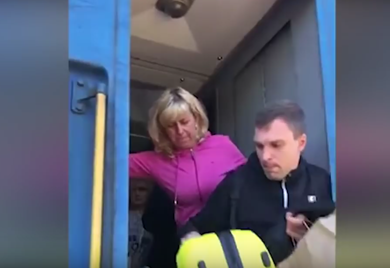 На Украине начальник поезда на ходу вытолкнула пассажира из вагона. Фото Все - скриншот YouTube