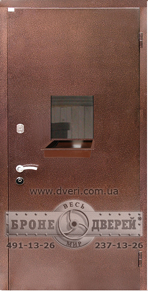 Двери в кассовый узел со стеклом и лотком ДЗВП 4/2 (касса). Фото dveri.com.ua