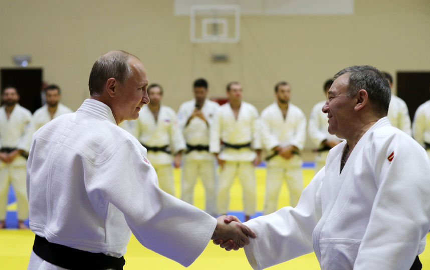 Владимир Путин на тренировке по дзюдо. Фото AFP
