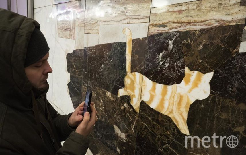Приглядитесь к мозаичным панно в подземке: погладить кота – это на счастье. Станция «Волковская». Фото Святослав Акимов, "Metro"