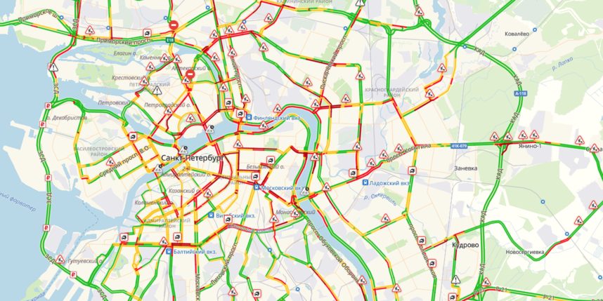 Спб дорожная обстановка сейчас карта