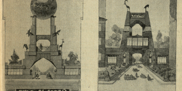 Так мог выглядеть вход в зоопарк с Садового кольца. Проекты 1920-х годов. Так мог выглядеть вход в зоопарк с Садового кольца. Проекты 1920-х годов.