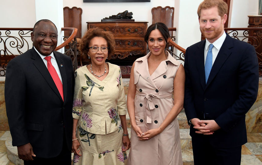 Меган Маркл и принц Гарри на встрече с президентом ЮАР и его женой. Фото Getty