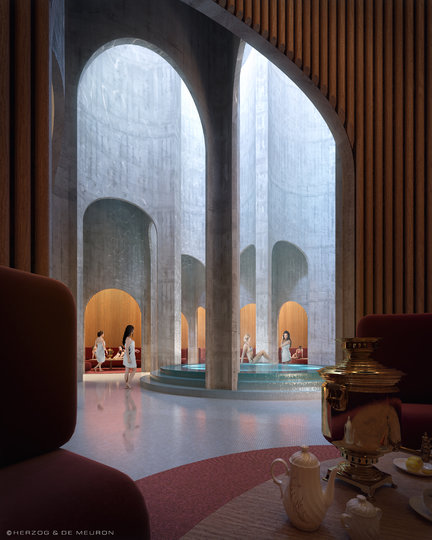 Фото будущих бань изнутри. Фото предоставлено архитектурным бюро Herzog & de Meuron
