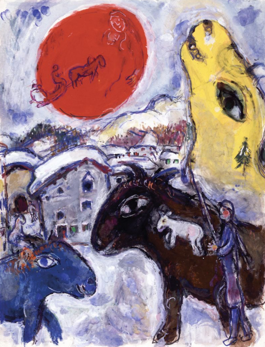 Среди картин Шагала, представленных на выставке, – "Белла в Мурийоне". Фото © ADAGP Paris 2019 Chagall ®