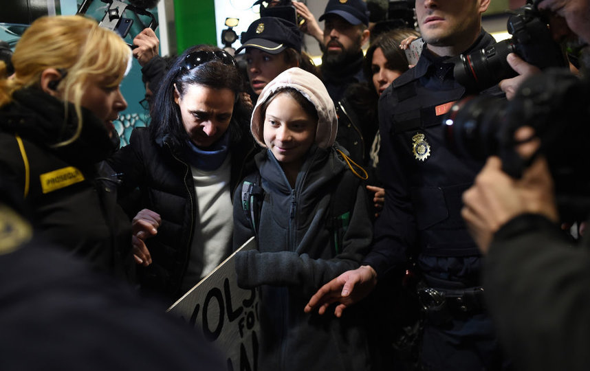Грета Тунберг приехала в Мадрид для участия в демонстрациях. Фото Getty