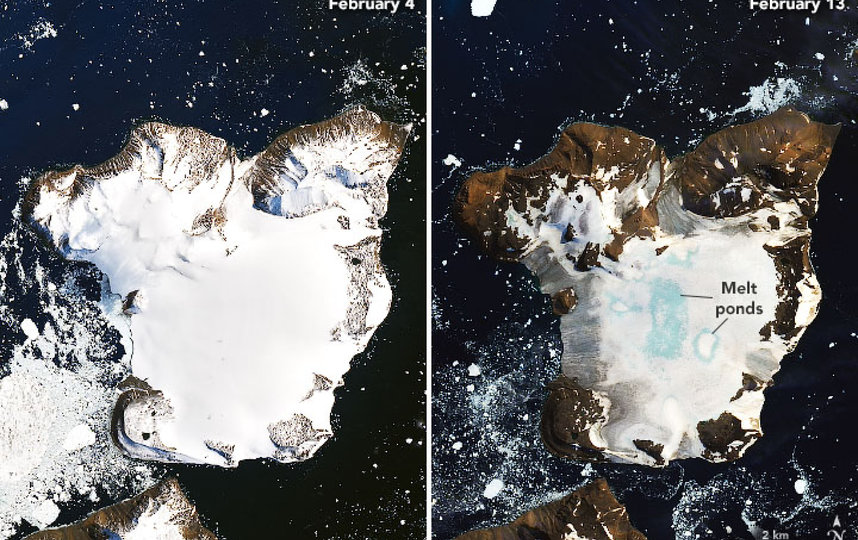 Антарктида тает из-за аномальной жары. Фото NASA EARTH OBSERVATORY