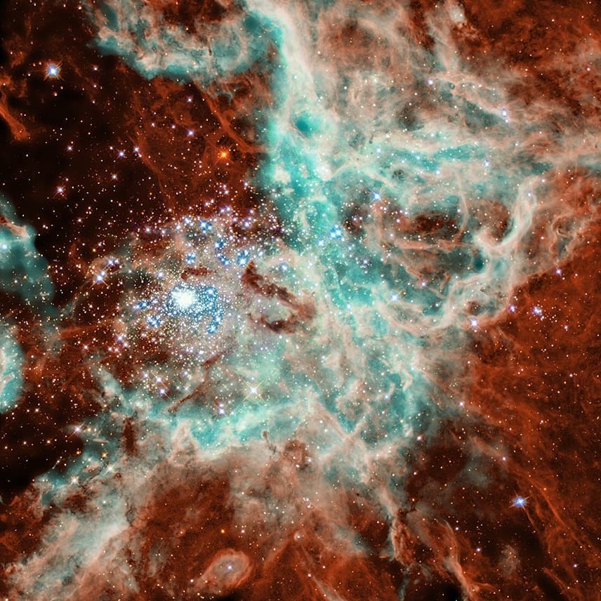 Совсем недавно, 2 апреля 2020 года, телескоп сфогографировал красивейшую эмиссионную туманность "Тарантул" в созвездии Золотая Рыба. Фото nasa.gov