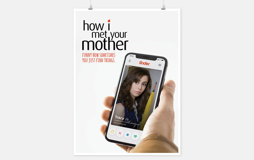Новый постер сериала "Как я встретил вашу маму" намекает о знакомстве с помощью приложения Тиндер. Фото Jure Tovrljan