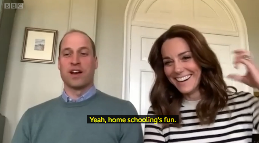 Принц Уильям и Кейт Миддлтон дают интервью из дома. Фото скриншот Би-би-си