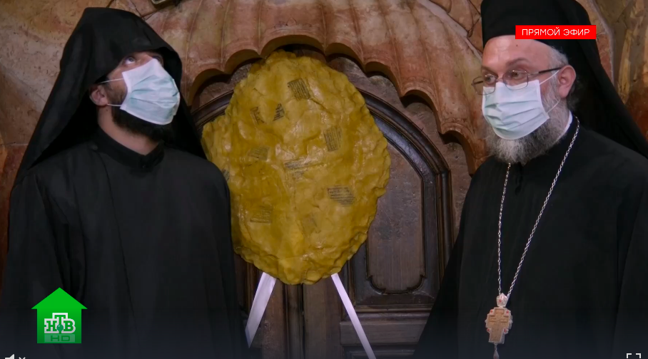Благодатный огонь-2020 сошел в пустом храме Гроба Господня. Фото Скриншот телетрансляции "НТВ".