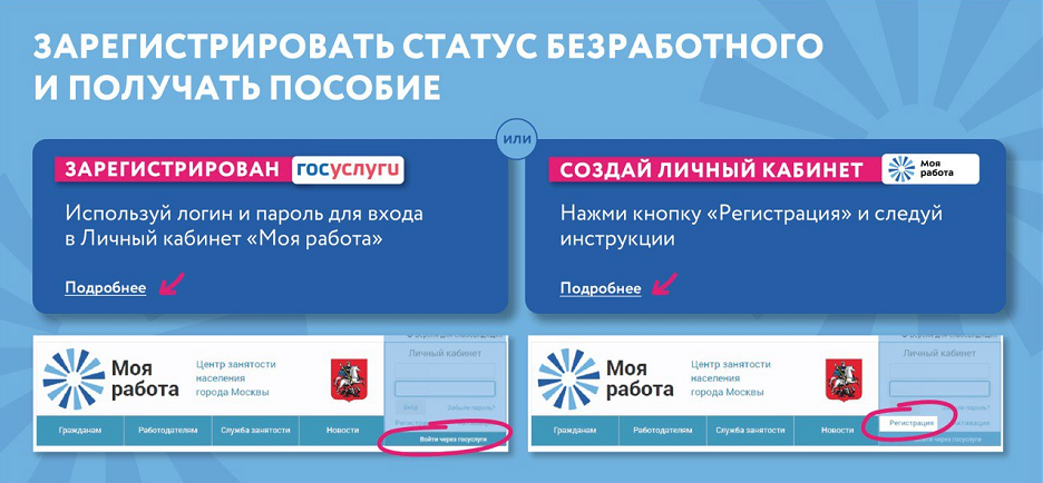 Интернет-сайт "Моя работа" поможет сориентироваться потерявшим работу москвичам. Фото скриншот https://czn.mos.ru/