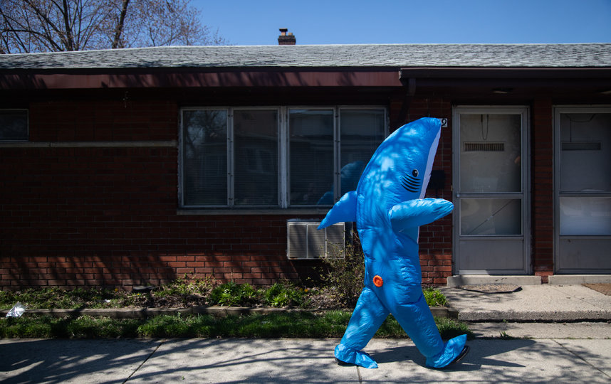 "Надувные" друзья обитают в американском городе Ферндейл, штате Мичиган. Фото AFP