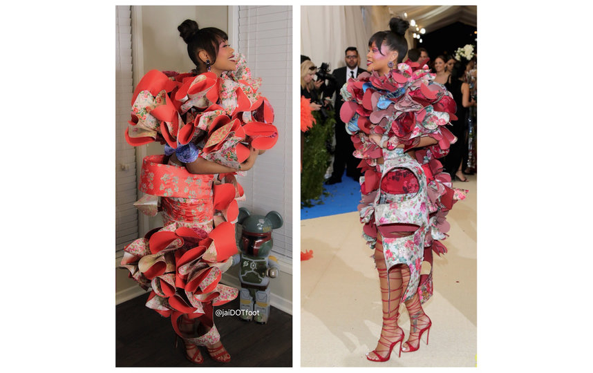 В 2017 году Рианна посетила бал в настолько необычном платье бренда Comme des Garcons, что его оценила даже Леди Гага. Фото instagram.com/jaidotfoot