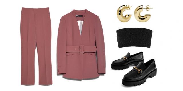 Брючный костюм Zara (7598 руб.) / Лоферы Uterque (10 990 руб.) / Бра Calvin Klein Collection, YOOX (5000 руб.) / Серьги PDPAOLA (4140 руб.). Брючный костюм Zara (7598 руб.) / Лоферы Uterque (10 990 руб.) / Бра Calvin Klein Collection, YOOX (5000 руб.) / Серьги PDPAOLA (4140 руб.).