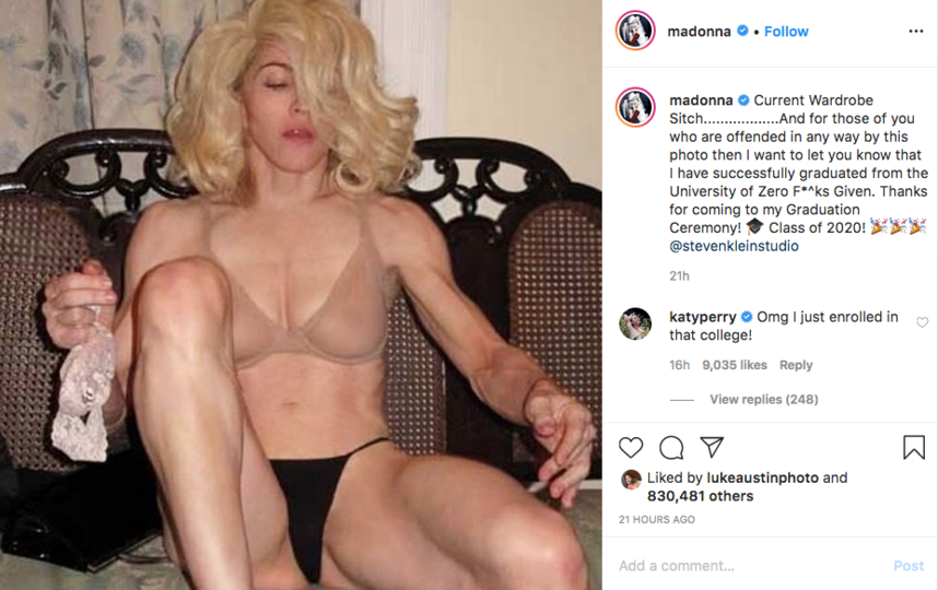 Мадонна вновь шокировала поклонников новым провокационным снимком в Instagram. Фото скриншот Instagram @madonna