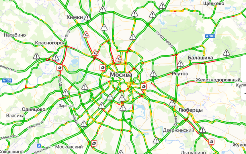 Карта москвы с пробками на дорогах сейчас