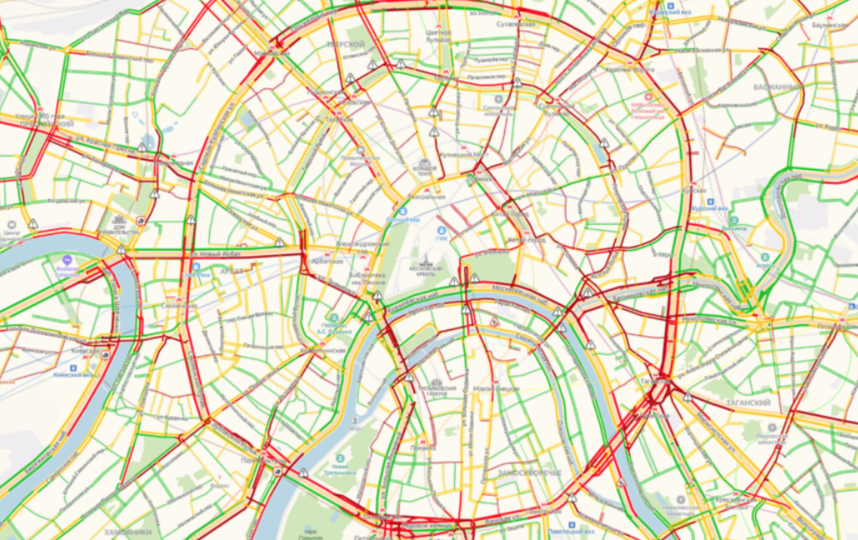 Дороги Москвы в феврале 2020 года. Фото скриншот yandex.ru/maps