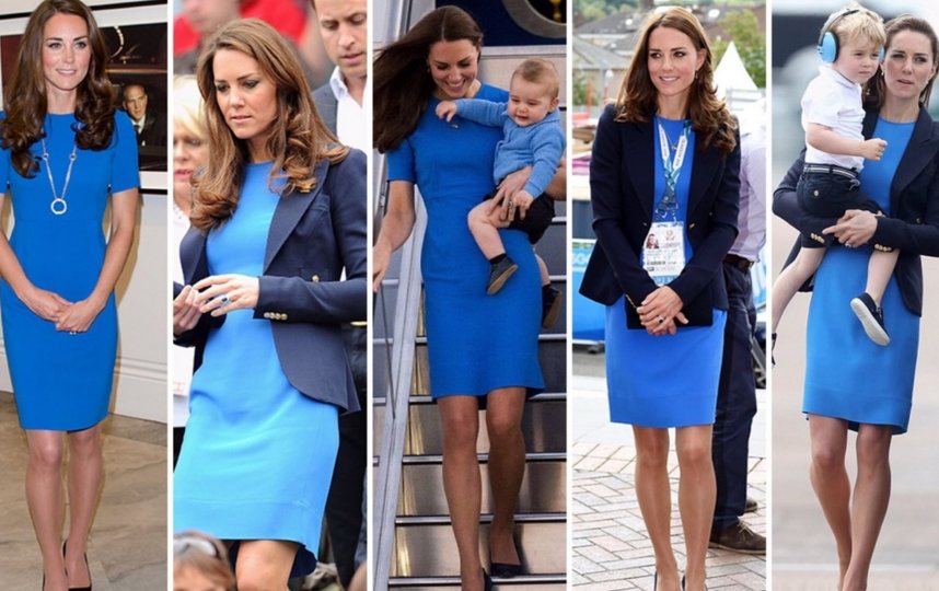 Кейт в синем платье появлялась много раз - впервые в 2012 году. Фото Getty
