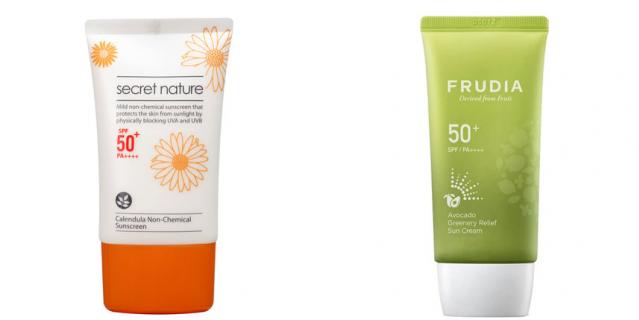 Солнцезащитный крем Secret Nature Calendula Non-Chemical Sunscreen SPF50+ (1690 руб.) / Солнцезащитный восстанавливающий крем с авокадо FRUDIA SPF50+PA++++ (884 руб.). Солнцезащитный крем Secret Nature Calendula Non-Chemical Sunscreen SPF50+ (1690 руб.) / Солнцезащитный восстанавливающий крем с авокадо FRUDIA SPF50+PA++++ (884 руб.).