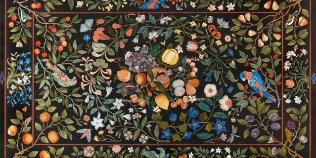 Столешница второй половины XVII века с мозаиками pietre dure. Столешница второй половины XVII века с мозаиками pietre dure.