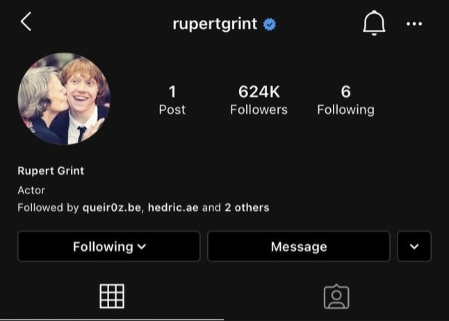    Instagram.  https://www.instagram.com/rupertgrint/
