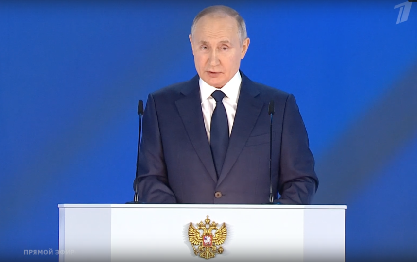 Владимир Путин, 21 апреля 2021 года. Фото Скриншот: https://vk.com/groups?z=video-25380626_456272400