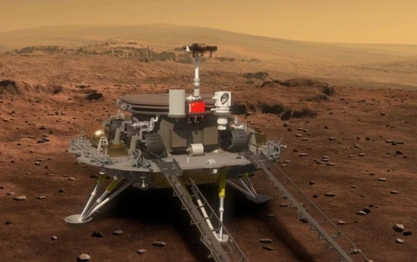 Первый китайский марсоход высадился на Красную планету. Фото CNSA.