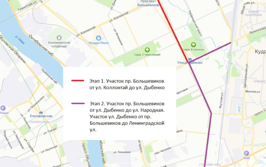 По планам Смольного велодорожка в Невском районе появится в 2021 году. Фото Яндекс.Карты.