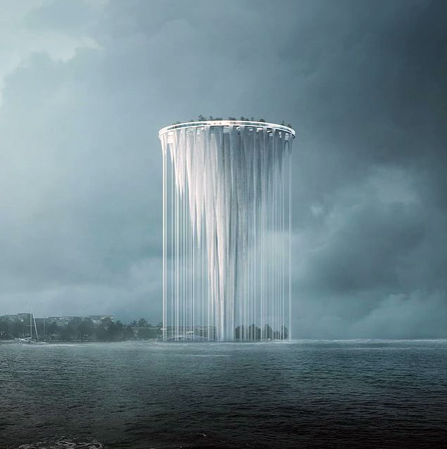 Подвесные элементы создадут иллюзию водопада. Фото Скриншот You-Tube-канала Architect Clips., Скриншот Youtube