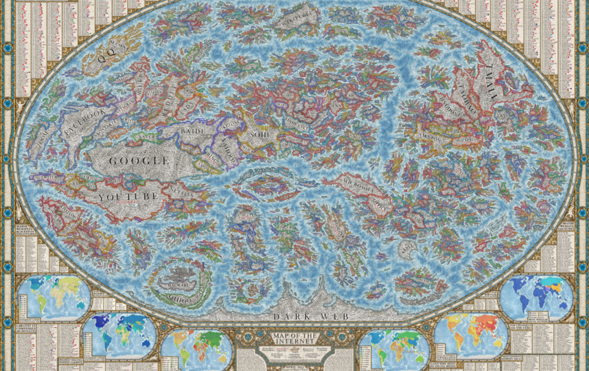 "Карта Интернета" не похожа на карту реального мира, но крайне точно отображает, что ищут пользователи всего мира в Сети. Фото Мартин Варгич