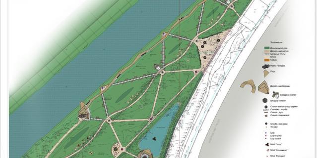 Проект будущего парка на набережной реки Глухарки в Петербурге.