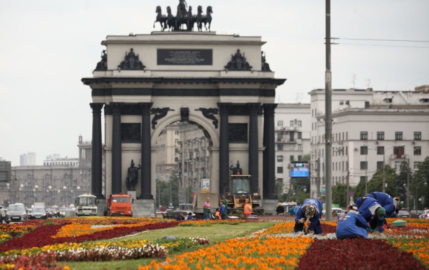Вид на Триумфальную арку на Кутузовском проспекте. Фото АГН "Москва"/Сергей Ведяшкин