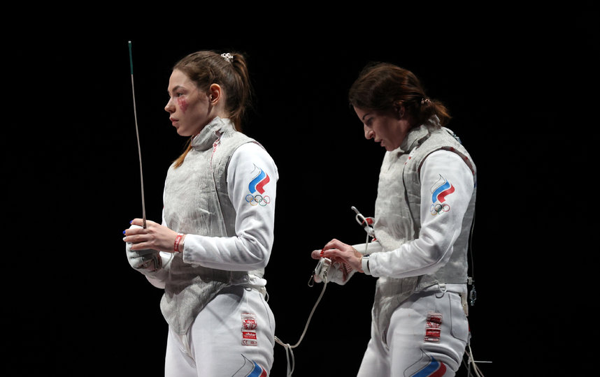 Марта Мартьянова и Инна Дериглазова во время командного финала на Олимпиаде в Токио. Фото Getty