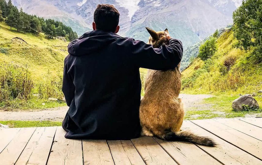 Роман, он уже заранее знал, что будет везде брать собаку с собой. Фото Instagram: @velove4ek